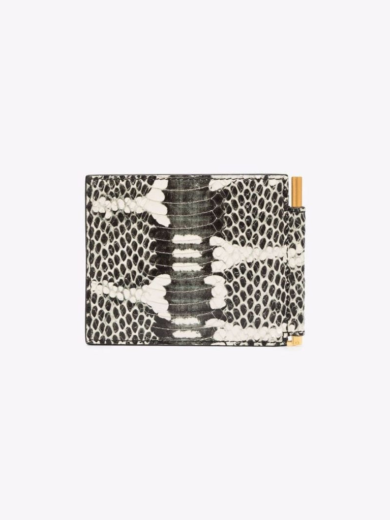 Grey Snake Effect Leather Money Clip Wallet