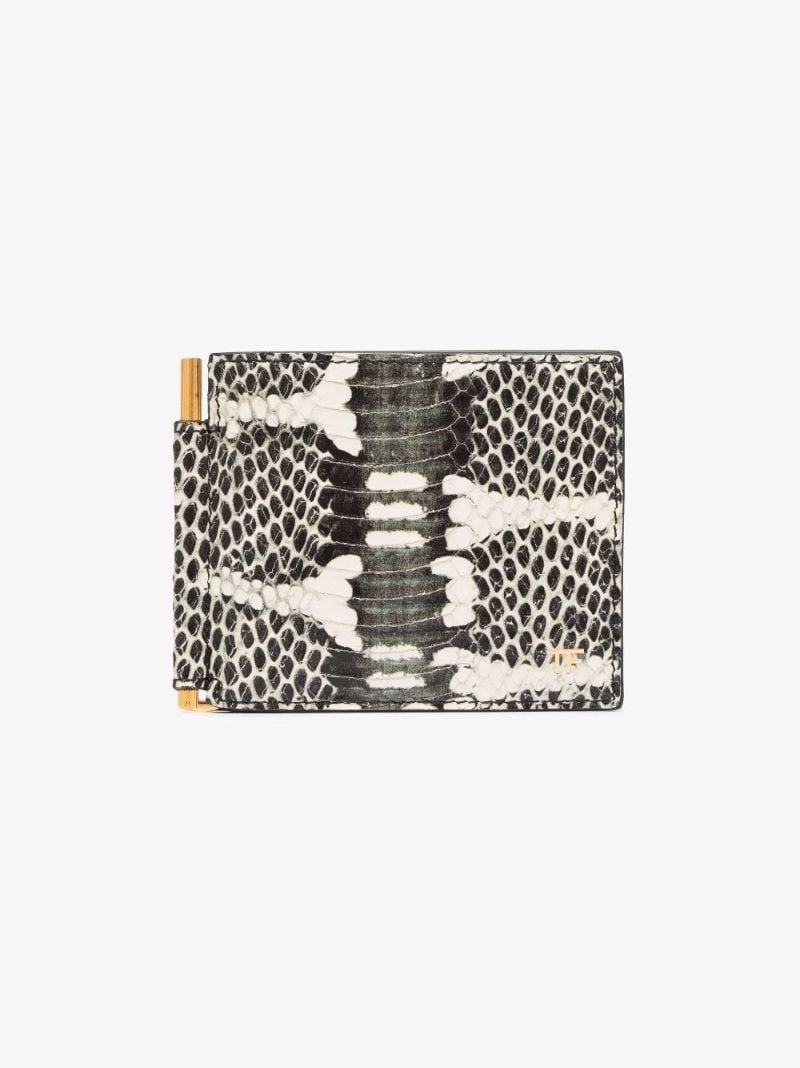 Grey Snake Effect Leather Money Clip Wallet