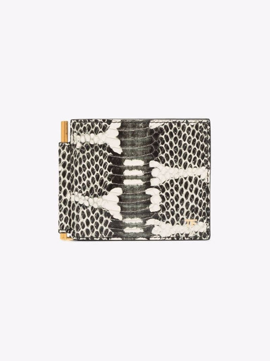 Grey Snake Effect Leather Money Clip Wallet