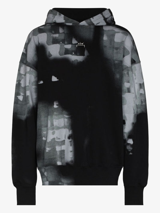 Brush Stroke Print Cotton Hoodie