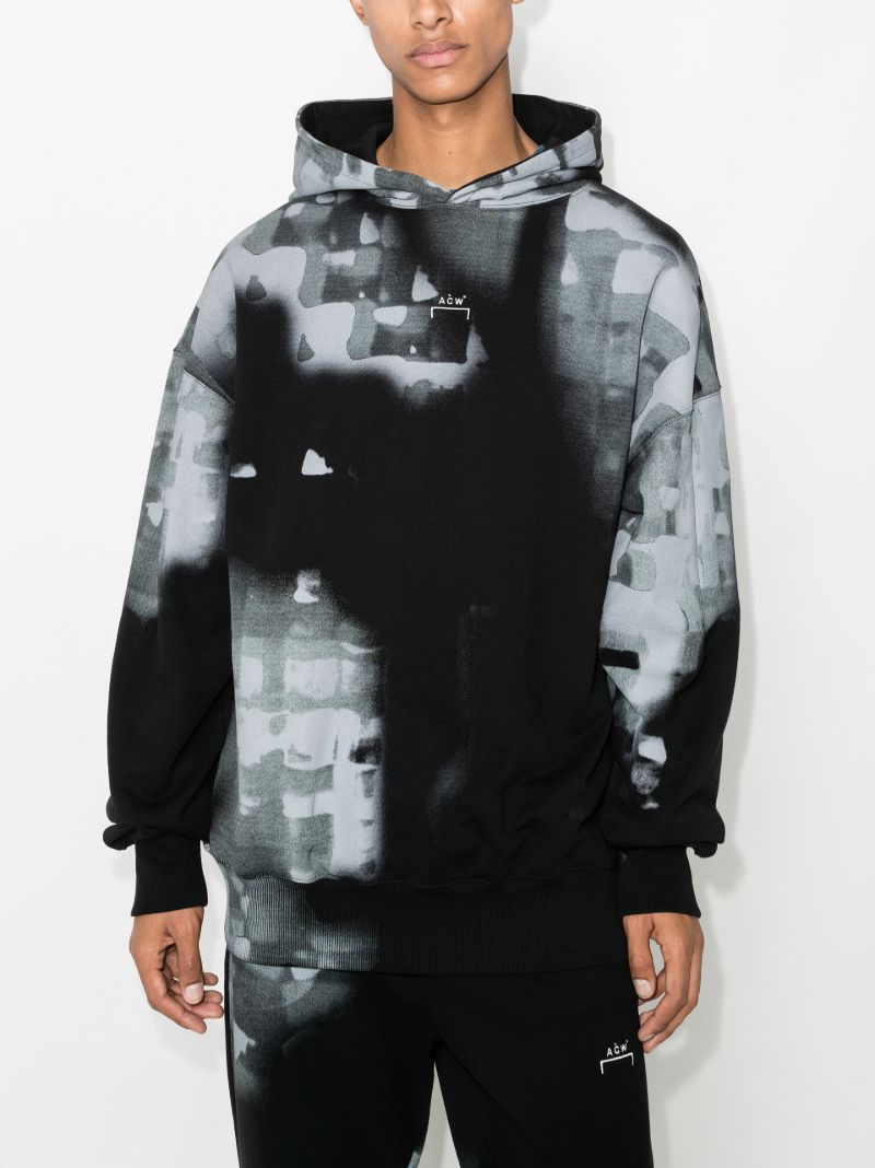 Brush Stroke Print Cotton Hoodie