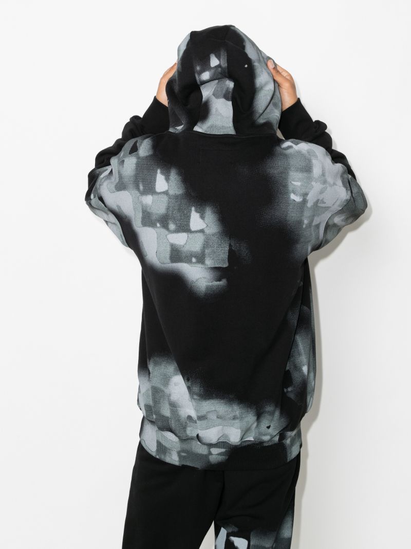 Brush Stroke Print Cotton Hoodie