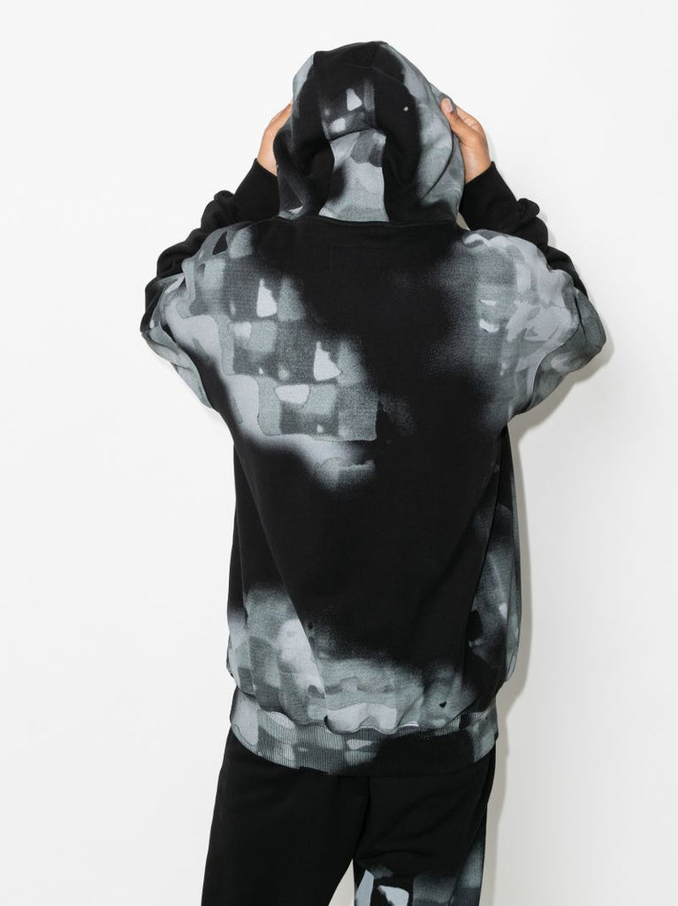 Brush Stroke Print Cotton Hoodie