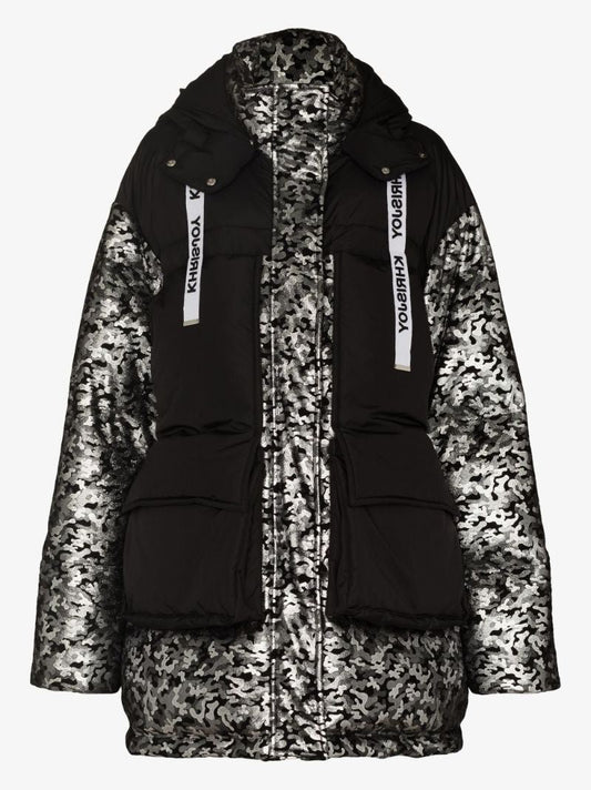 Metallic Camouflage Parka Coat