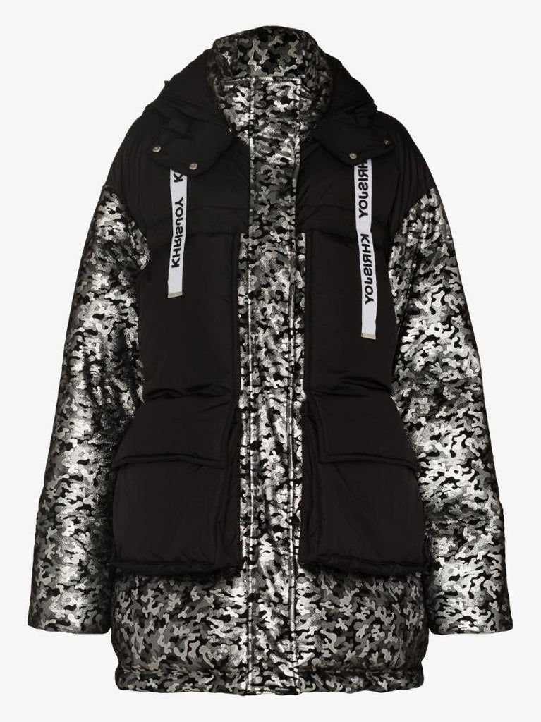 Metallic Camouflage Parka Coat