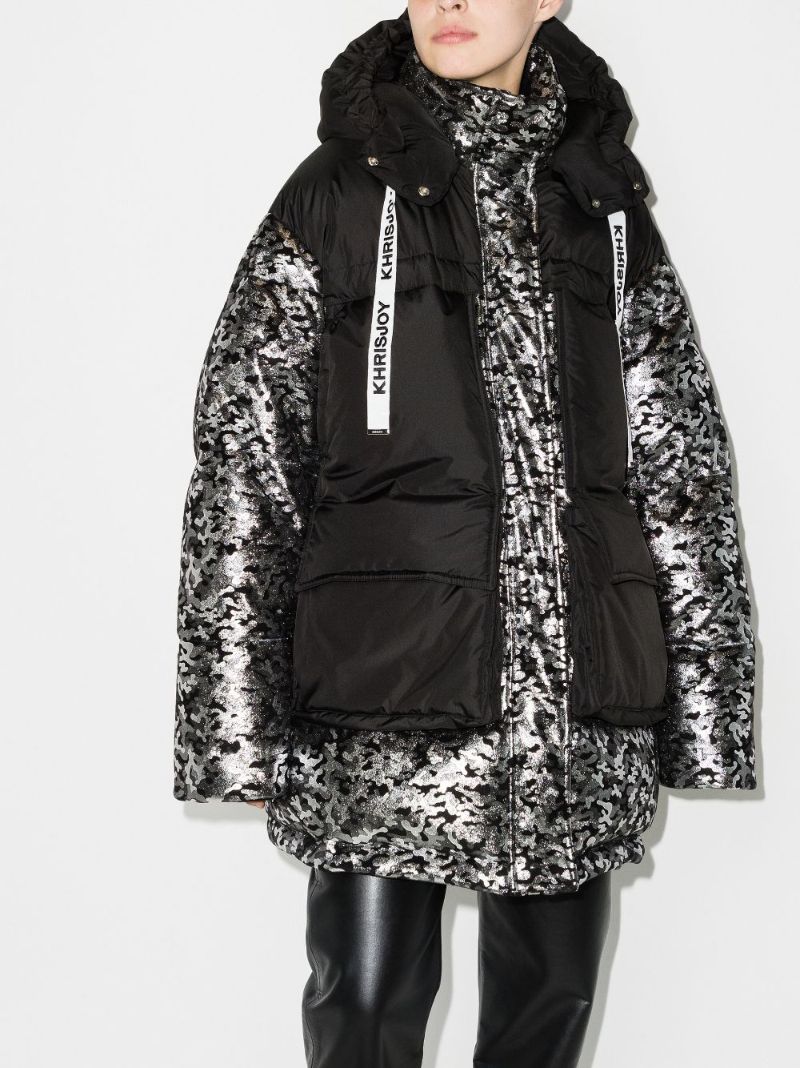 Metallic Camouflage Parka Coat