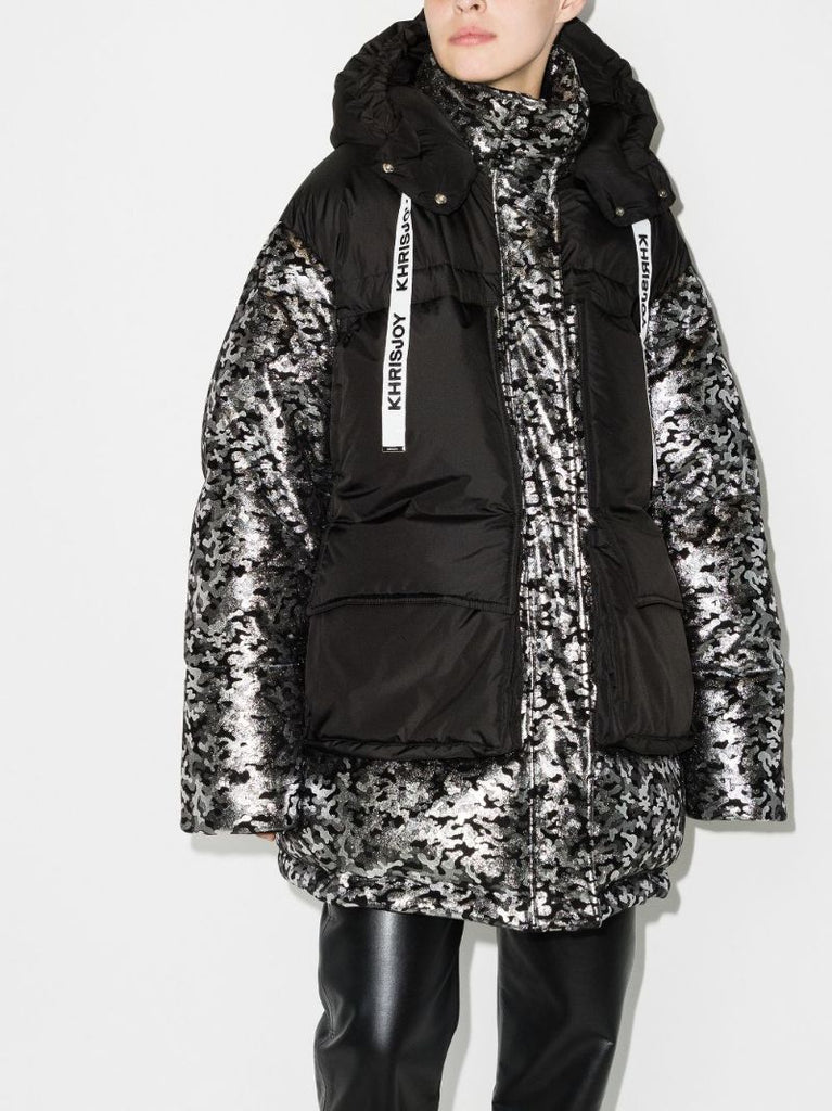 Metallic Camouflage Parka Coat