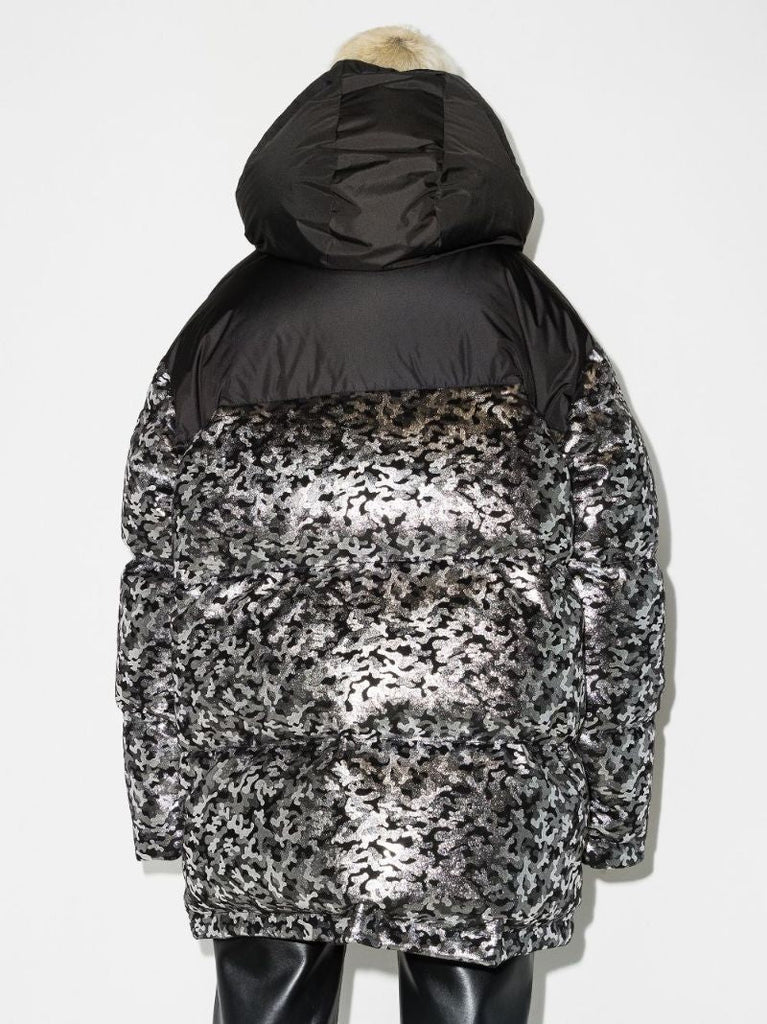 Metallic Camouflage Parka Coat