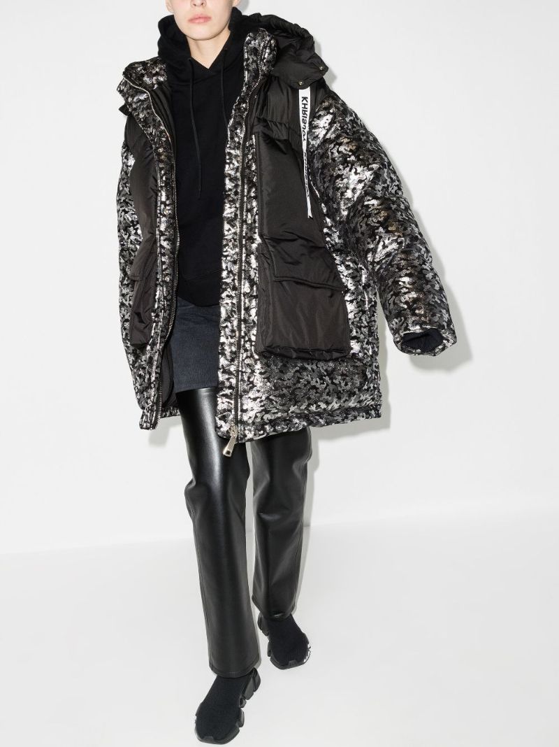 Metallic Camouflage Parka Coat