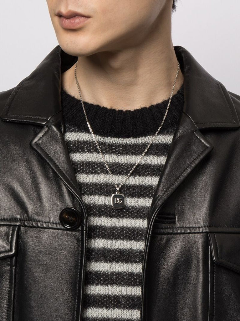 Silver-tone Logo Necklace