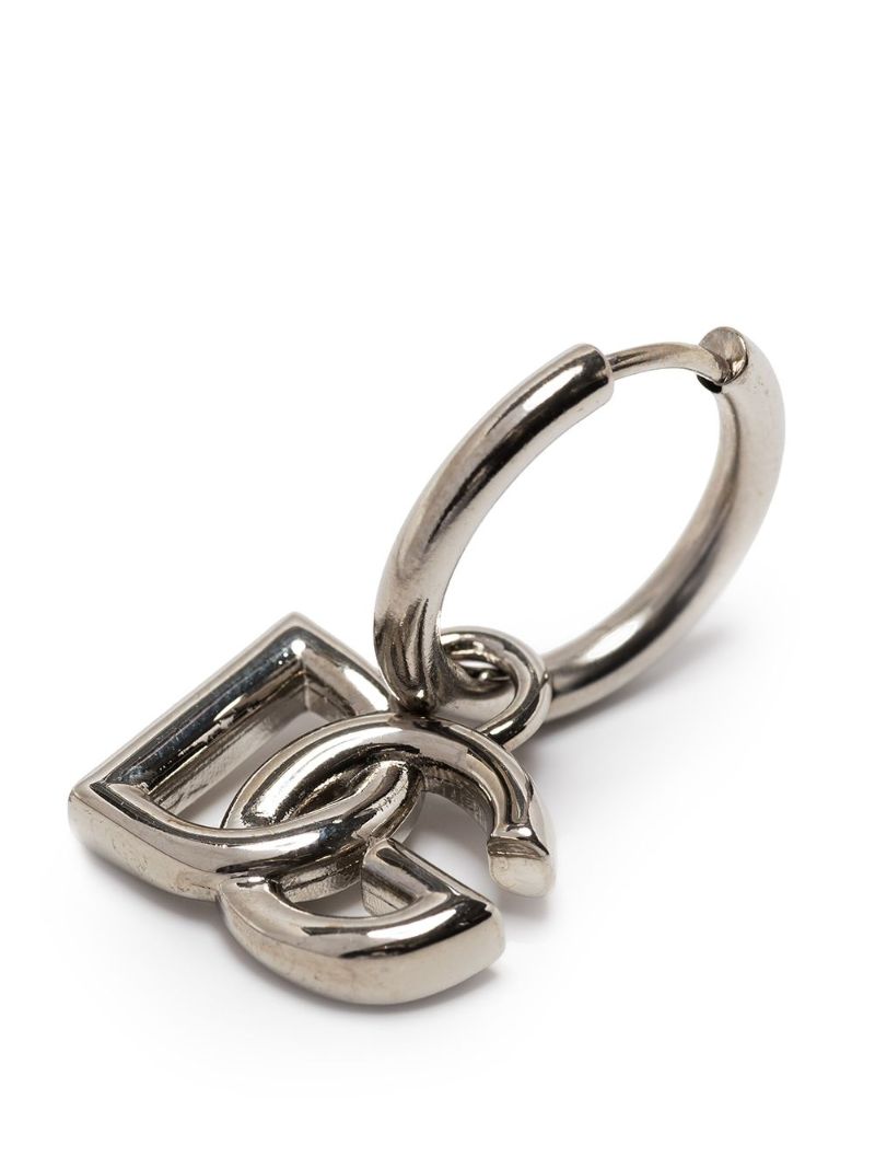 Silver Tone Dg Dangle Hoop Earrings
