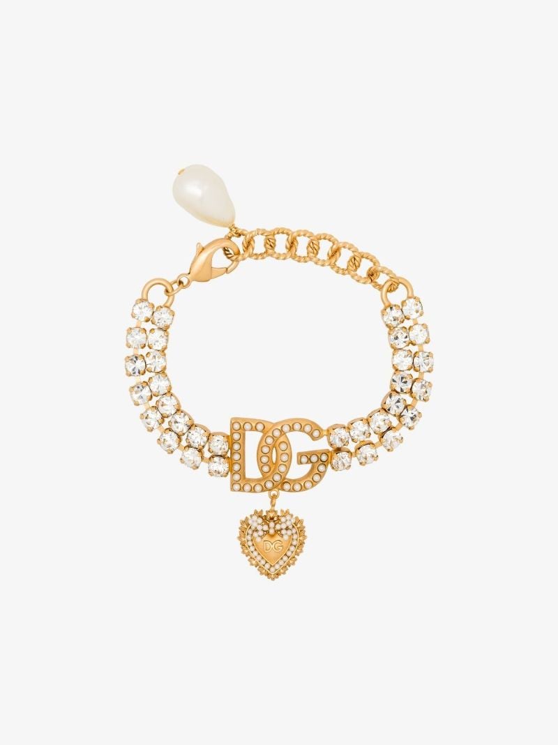 Gold Tone Crystal Logo Plaque Bracelet