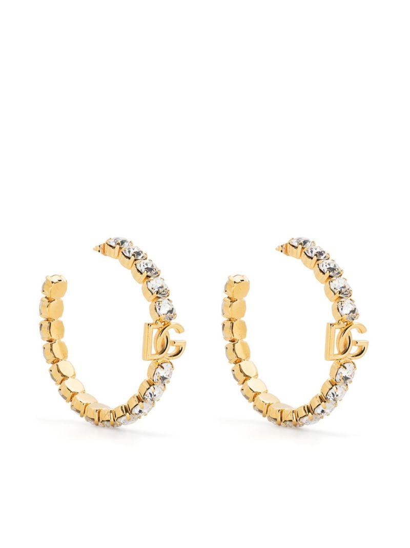 Gold-tone Dg Logo Crystal Hoop Earrings