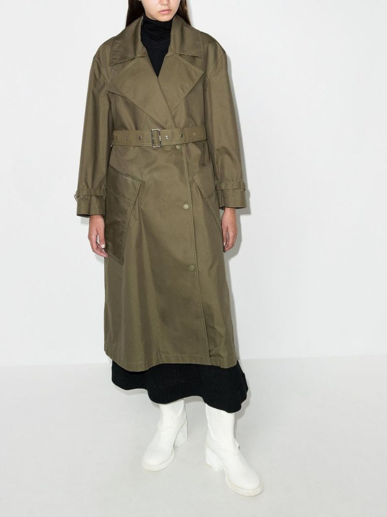 Green Belted Trench Coat
