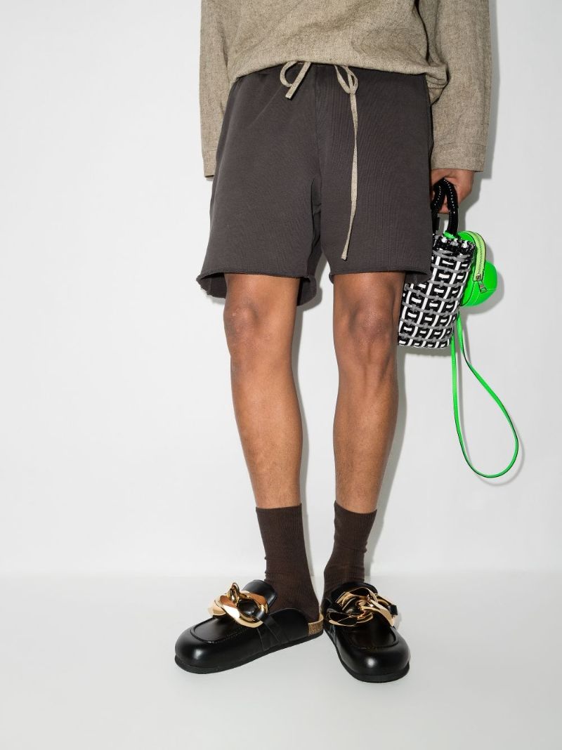 Black Chain Leather Mules