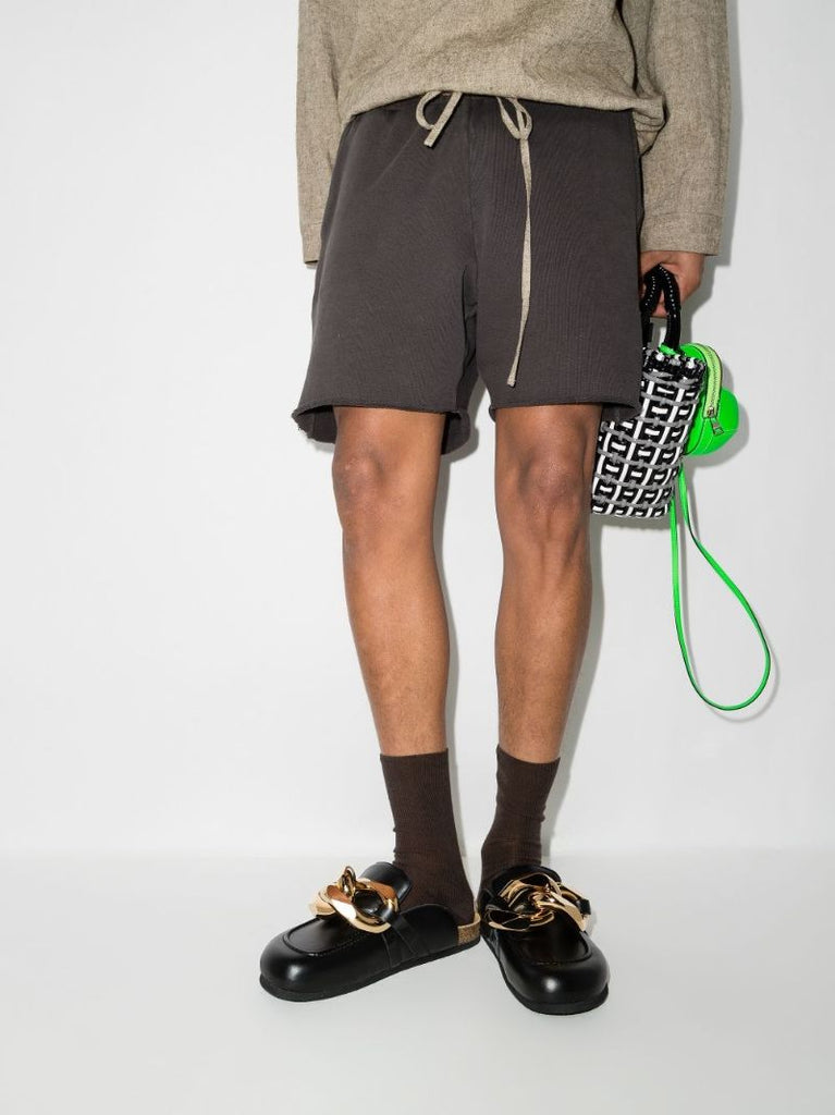 Black Chain Leather Mules