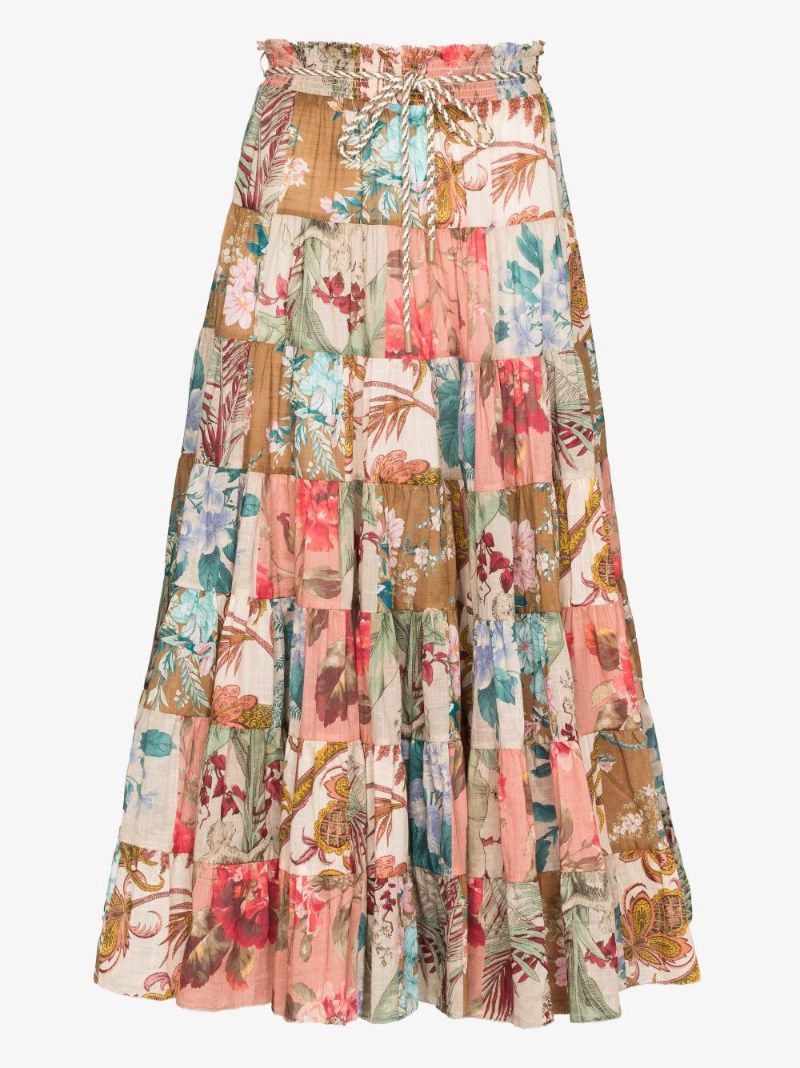 Cassia Floral Print Patchwork Skirt