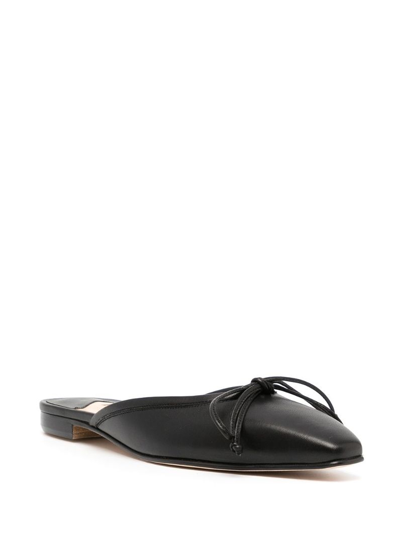 Black Ballerimu Leather Flat Mules