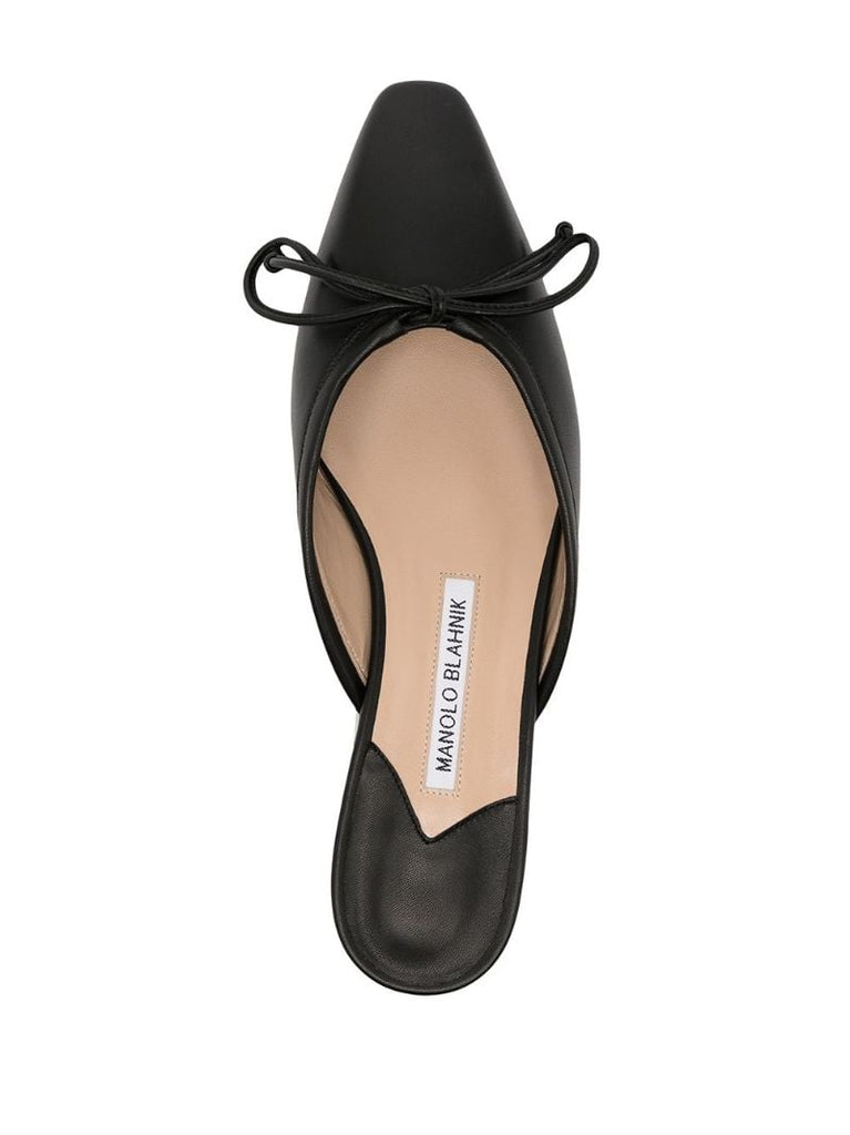 Black Ballerimu Leather Flat Mules