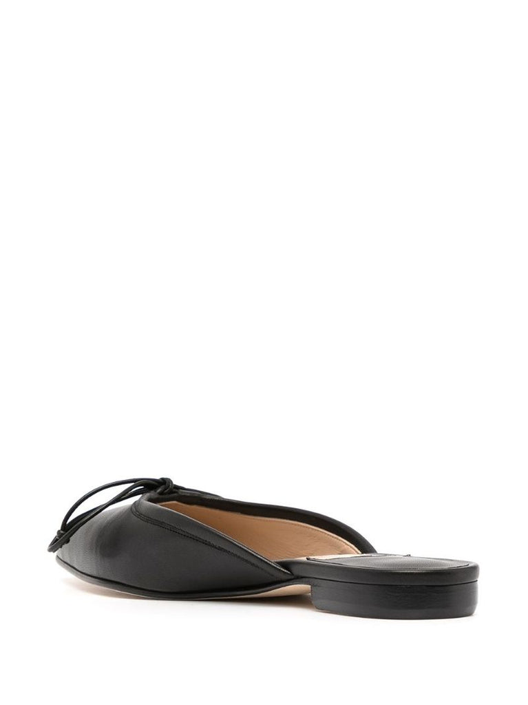 Black Ballerimu Leather Flat Mules