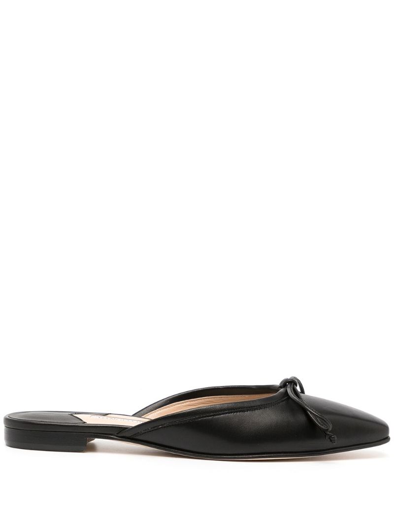 Black Ballerimu Leather Flat Mules
