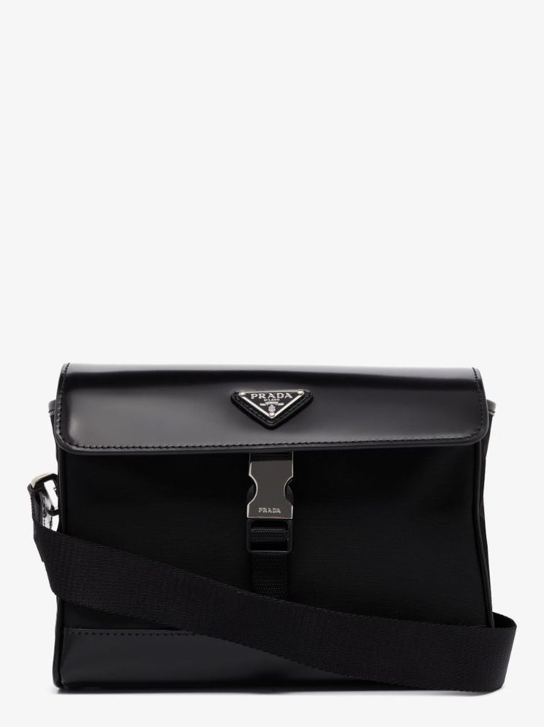 Re-nylon and Leather Shoulder Bag