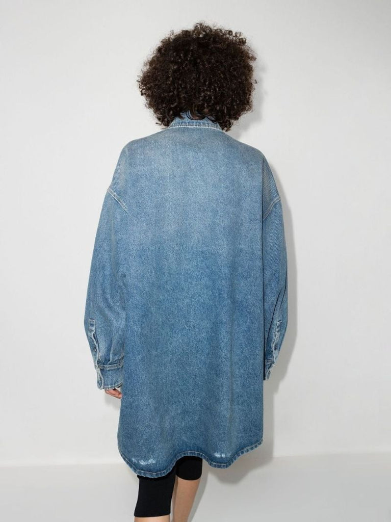 Blue Logo Plaque Washed Denim Shirt
