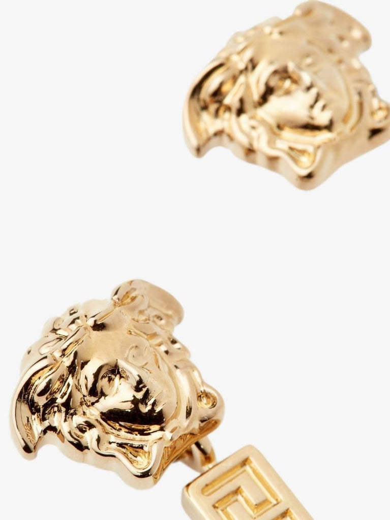 Gold Tone Medusa Drop Earrings