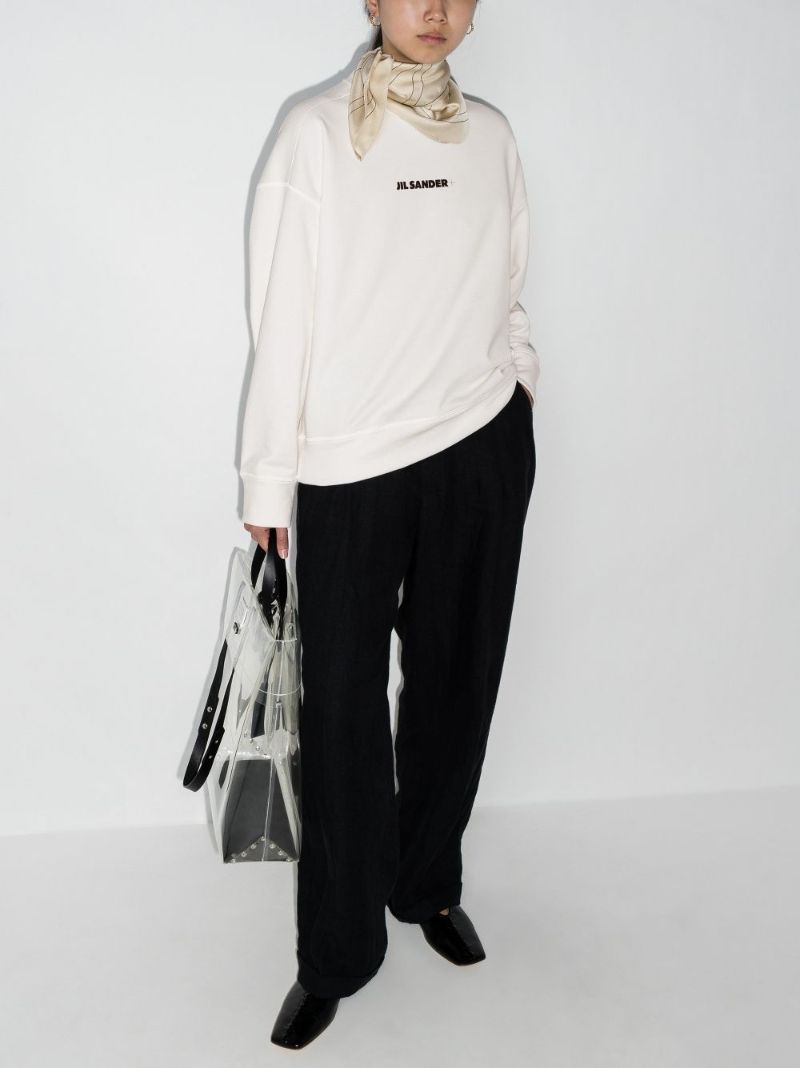 White Logo Cotton Sweatshirt