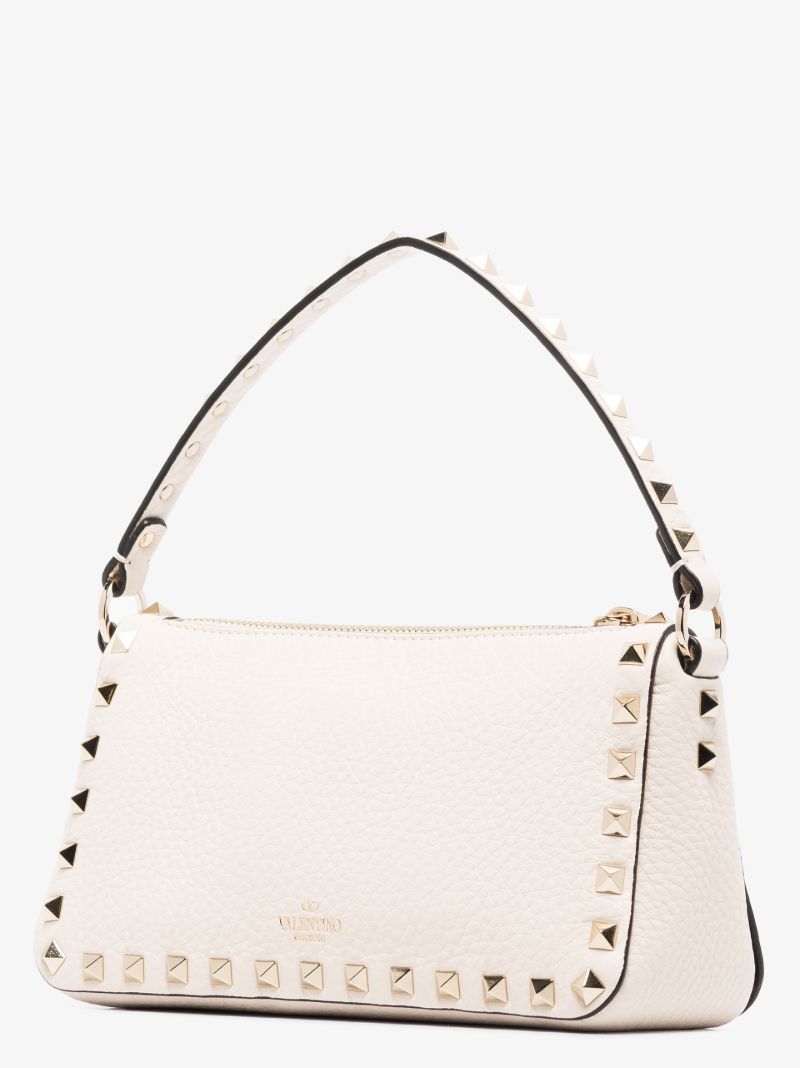 White Rockstud Small Leather Cross Body Bag