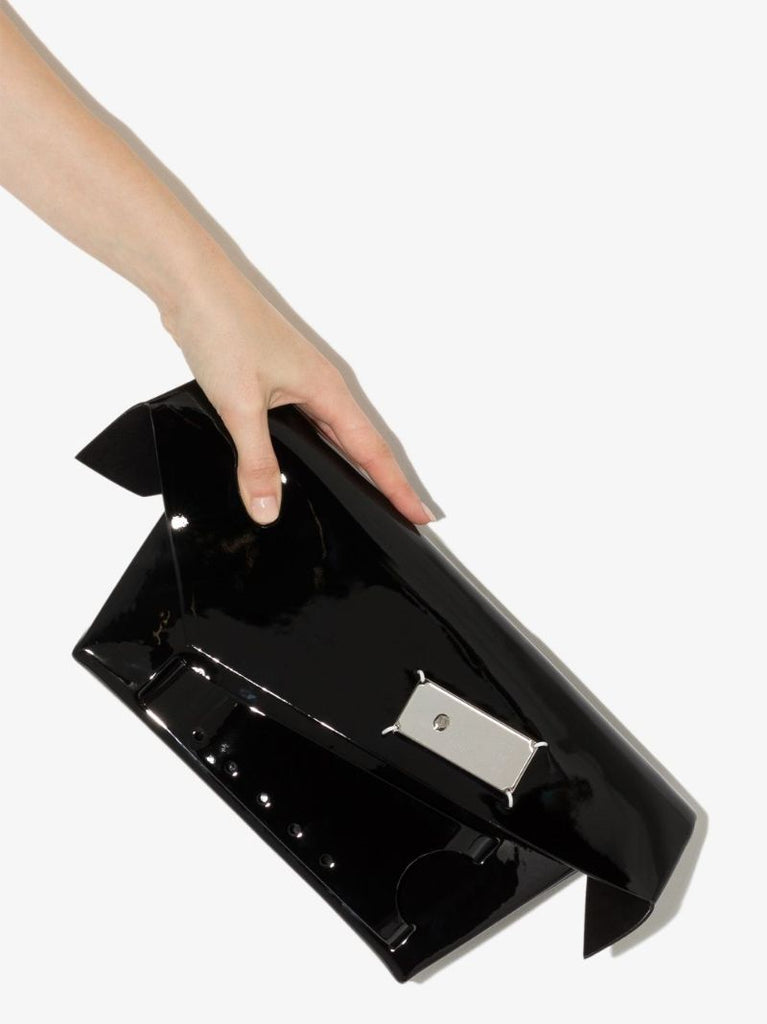 Black Snatched Medium Leather Clutch Bag
