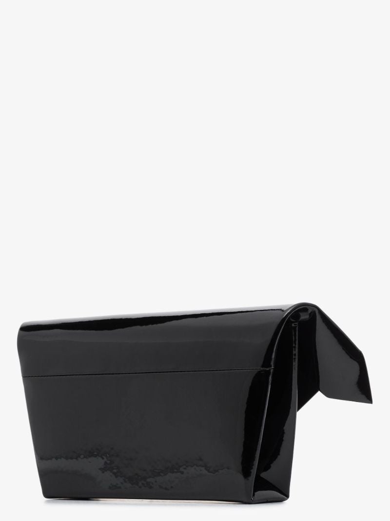 Black Snatched Medium Leather Clutch Bag