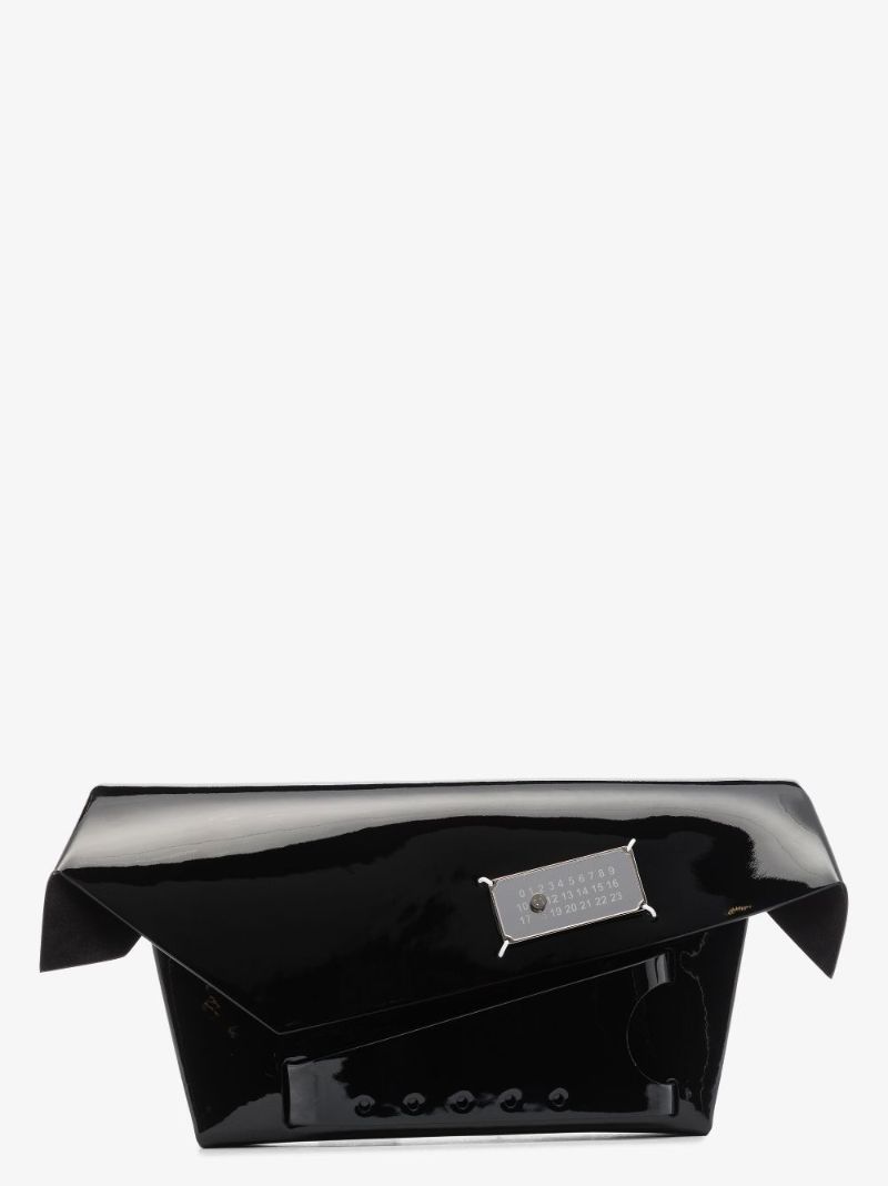 Black Snatched Medium Leather Clutch Bag