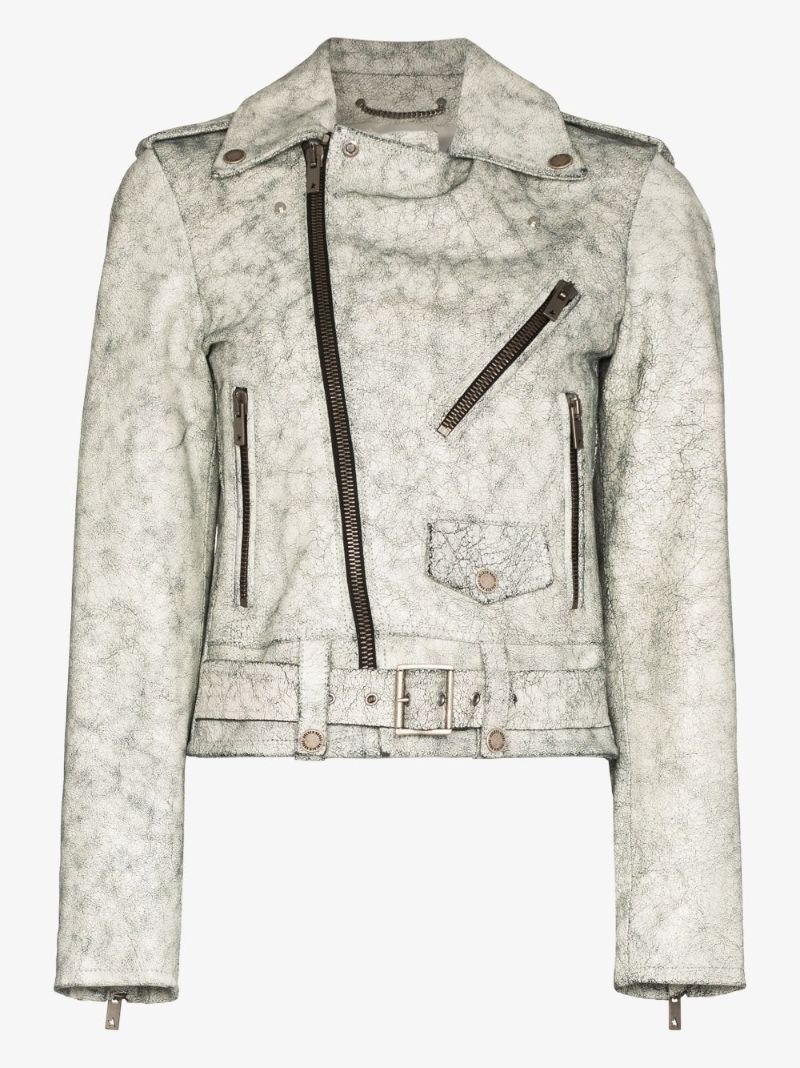 Cracked Leather Biker Jacket