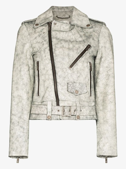 Cracked Leather Biker Jacket
