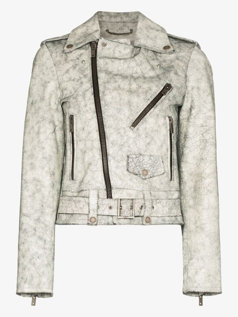 Cracked Leather Biker Jacket
