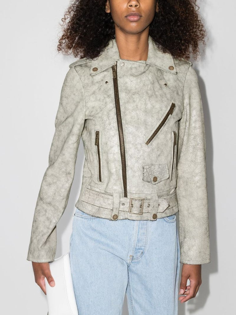 Cracked Leather Biker Jacket