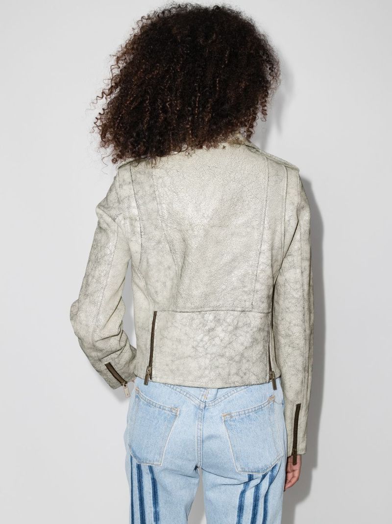 Cracked Leather Biker Jacket