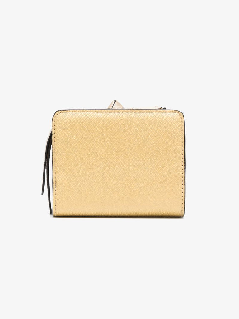 White and Neutral the Snapshot Metallic Mini Compact Leather Wallet