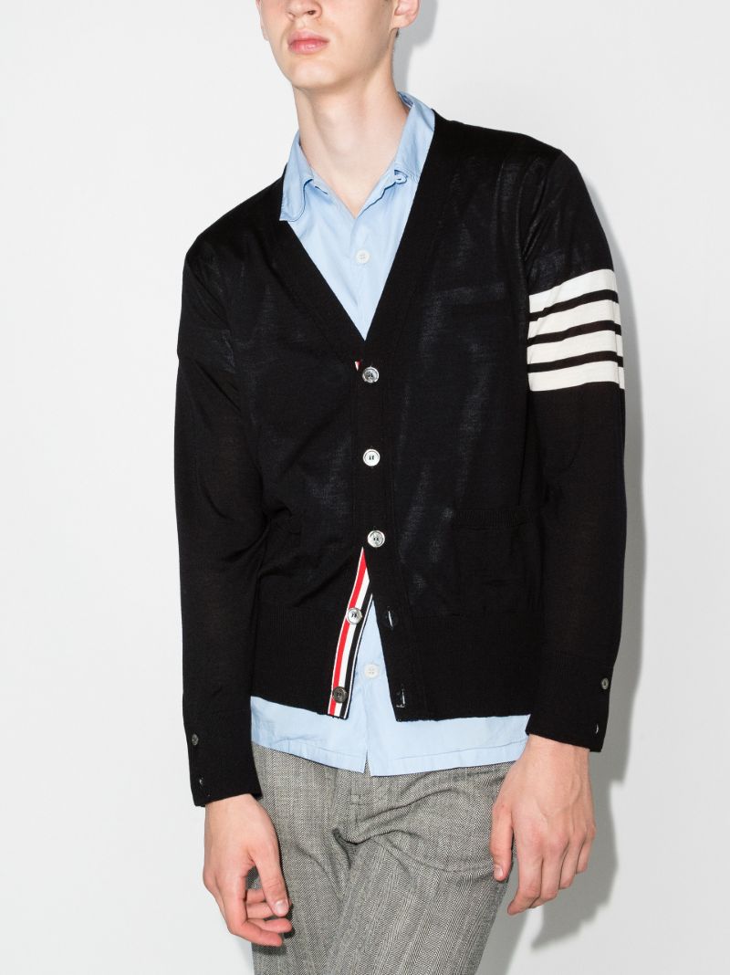 Blue 4-bar Stripe Merino Wool Cardigan