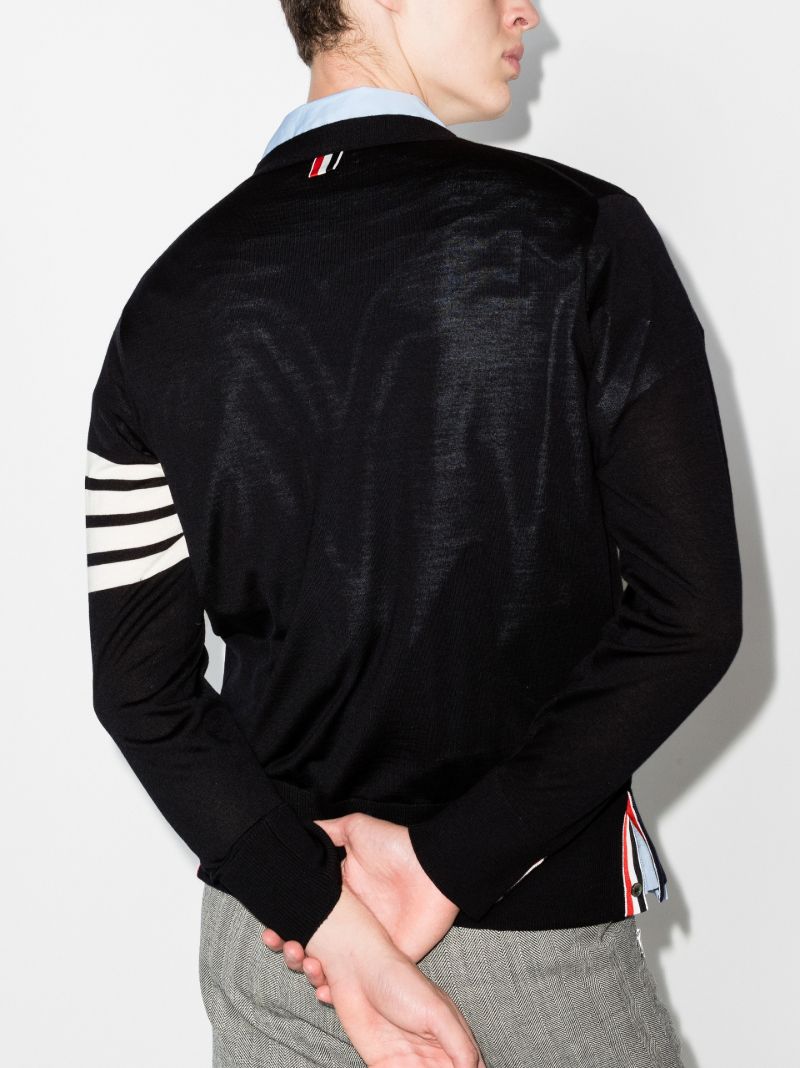 Blue 4-bar Stripe Merino Wool Cardigan