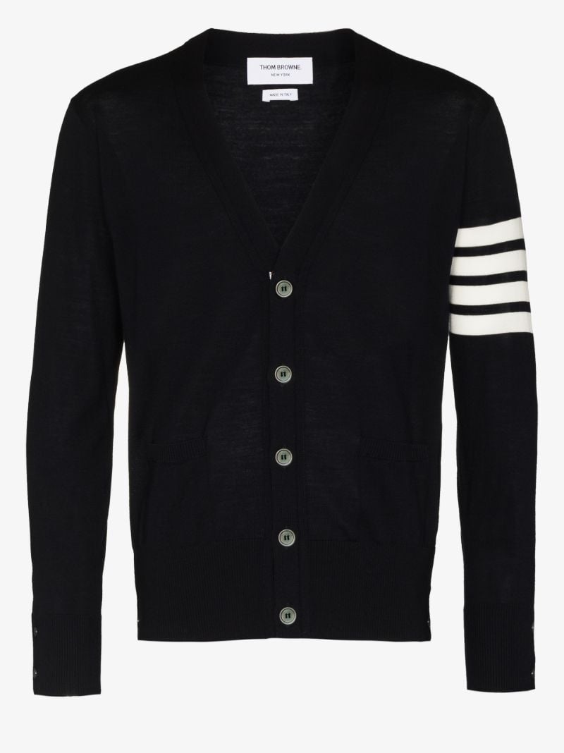 Blue 4-bar Stripe Merino Wool Cardigan
