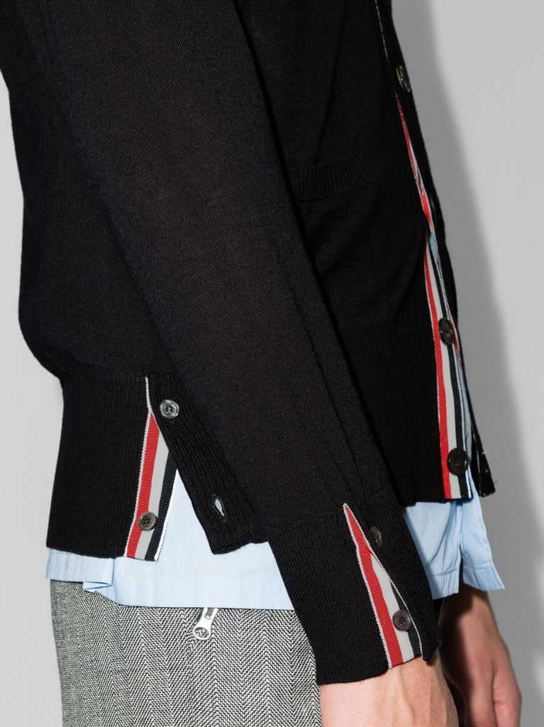 Blue 4-bar Stripe Merino Wool Cardigan