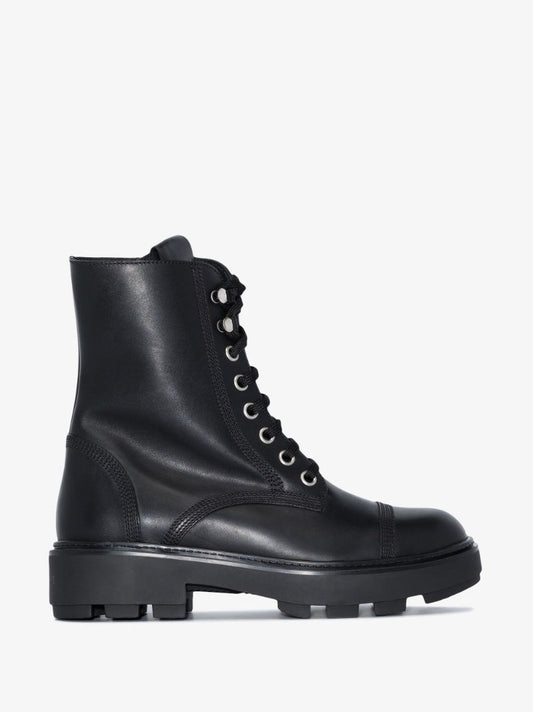 Black 45 Leather Combat Boots