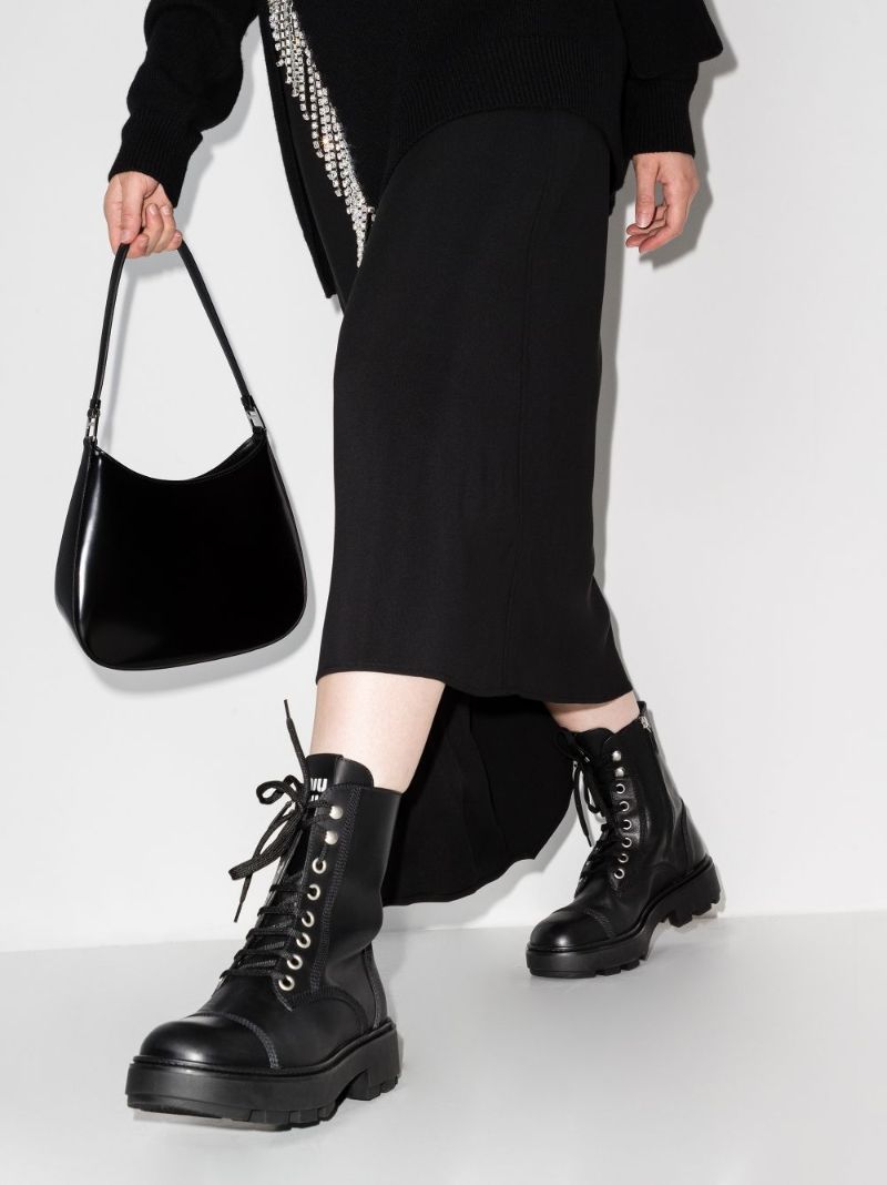 Black 45 Leather Combat Boots
