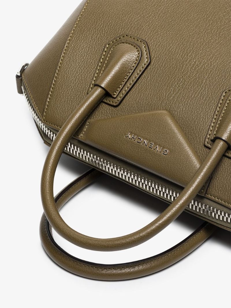 Khaki Antigona Small Leather Tote Bag