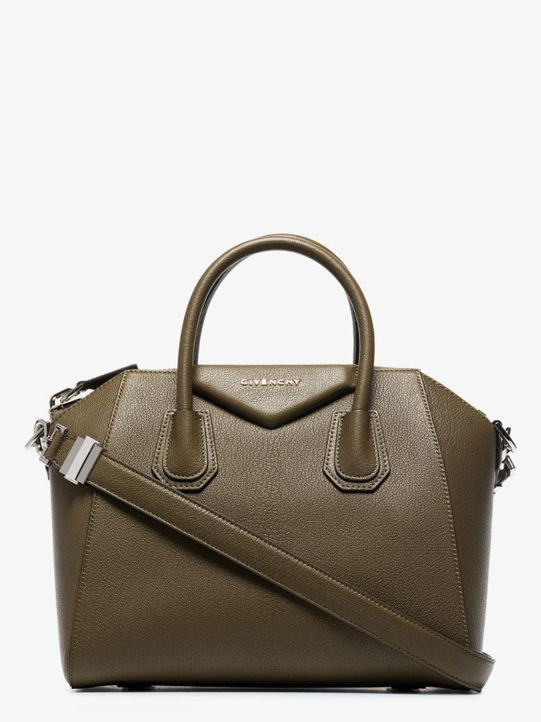 Khaki Antigona Small Leather Tote Bag