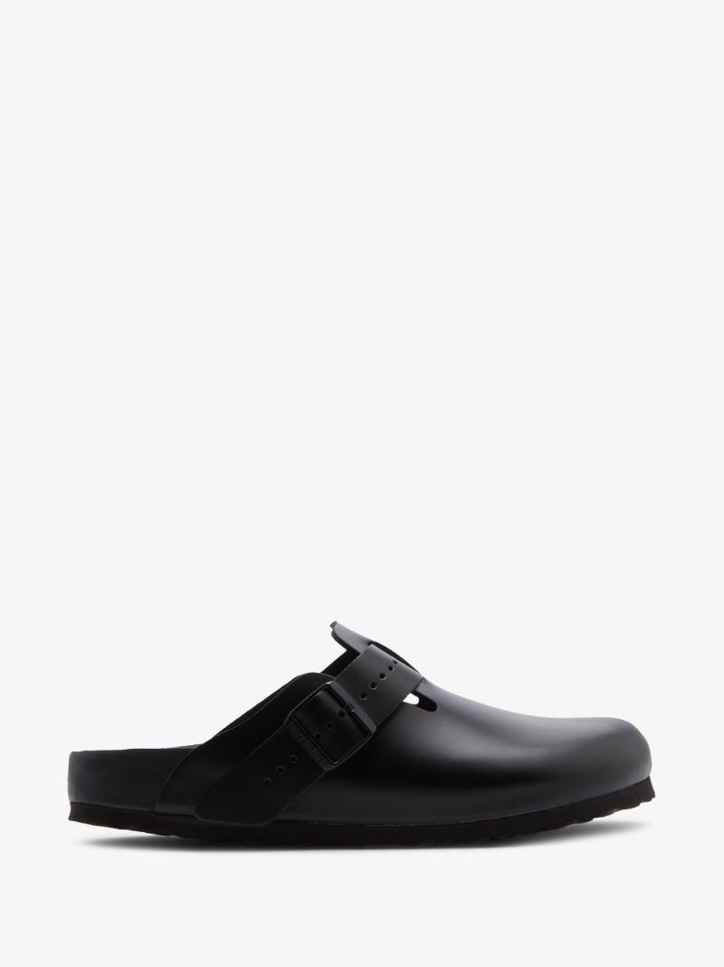 X Birkenstock Black Boston Leather Sandals