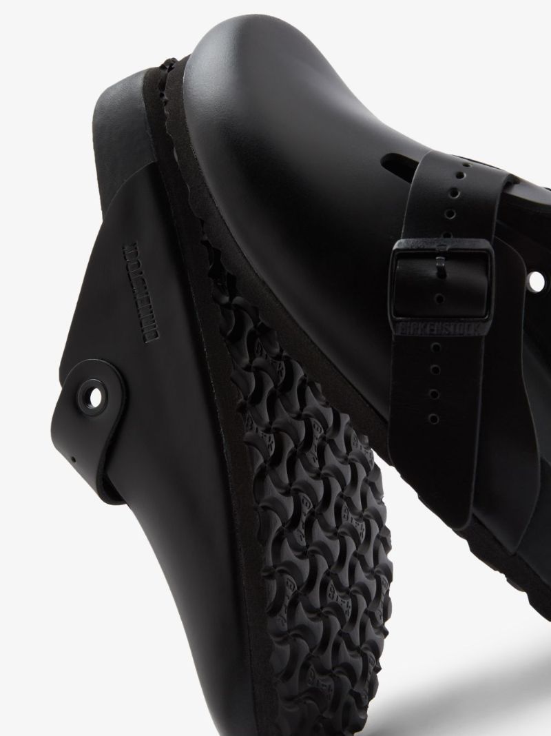 X Birkenstock Black Boston Leather Sandals