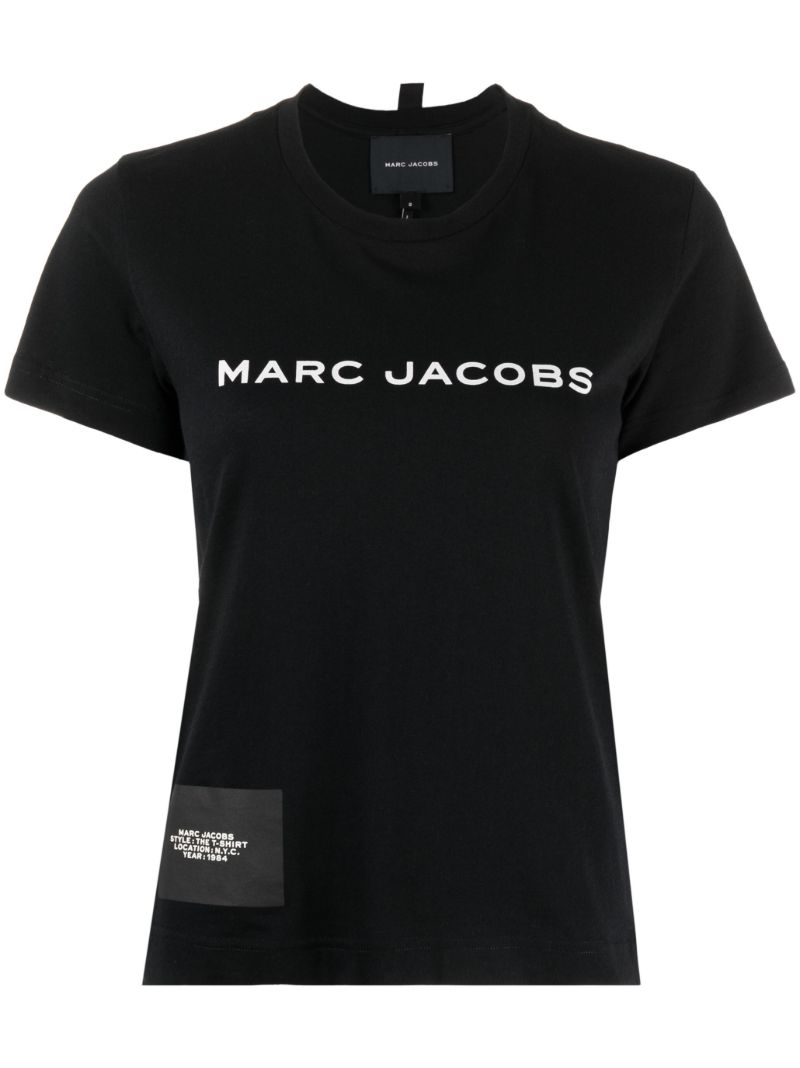Black Cotton Logo Print T-shirt